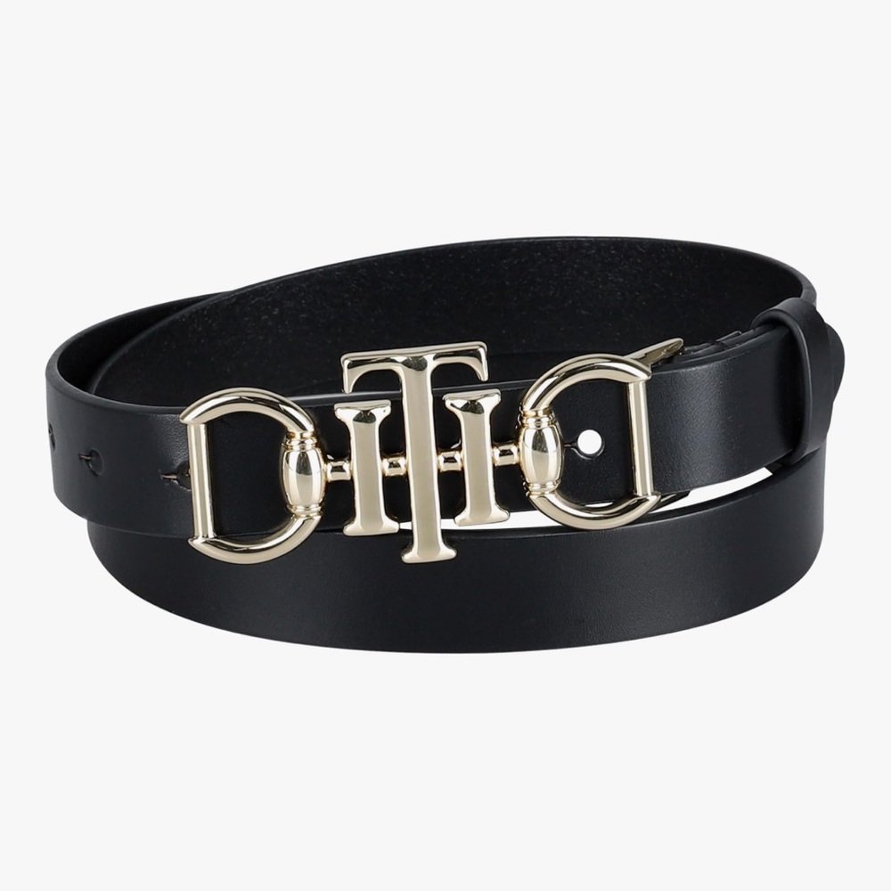Tommy Hilfiger Black Belt with Gold Buckle